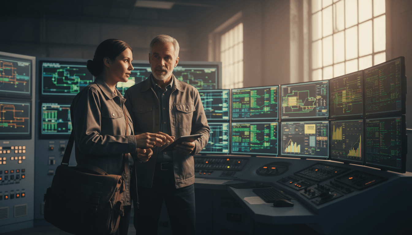 Consultant advising critical infrastructure operator in control room